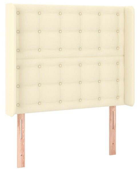 Krevet box spring s madracem LED krem 100x200cm od umjetne kože - Krema / 100 x 200 cm