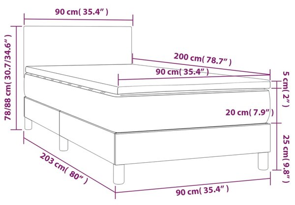 Krevet box spring s madracem LED bijeli 90x200 cm umjetna koža - Bijela / 90 x 200 cm