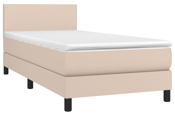 Krevet box spring i madrac LED cappuccino 80x200cm umjetna koža - Smeđa / 80 x 200 cm