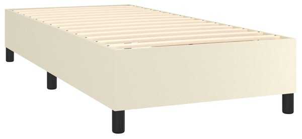 Krevet box spring s madracem LED krem 90x190 cm od umjetne kože - Krema / 90 x 190 cm