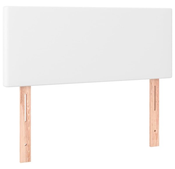 Krevet box spring s madracem LED bijeli 90x200 cm umjetna koža - Bijela / 90 x 200 cm