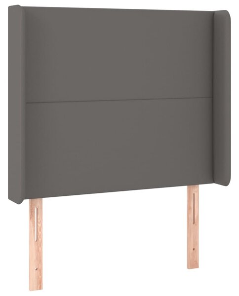 Krevet box spring s madracem LED sivi 90x190 cm od umjetne kože - Siva / 90 x 190 cm