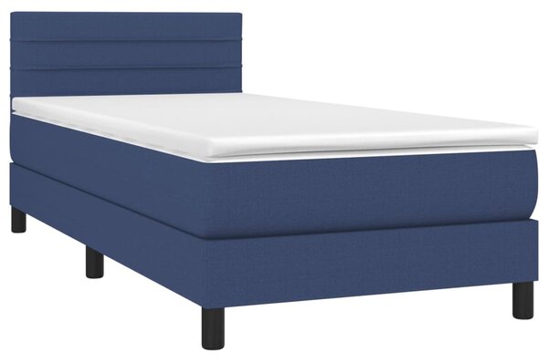 Krevet box spring s madracem LED plavi 90x200 cm od tkanine - Plava / 90 x 200 cm