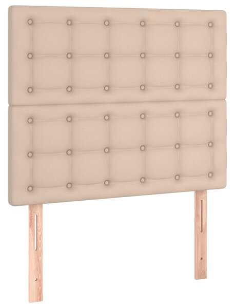 Krevet box spring madrac LED cappuccino 90x190cm umjetna koža - Smeđa / 90 x 190 cm