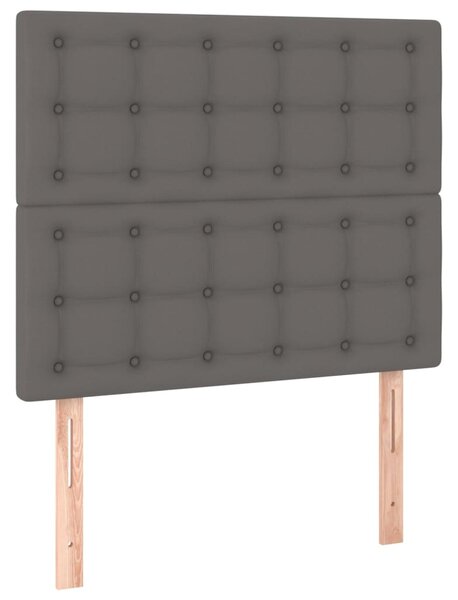 Krevet box spring s madracem LED sivi 80x200 cm od umjetne kože - Siva / 80 x 200 cm