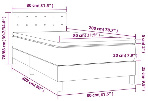 Krevet box spring s madracem LED krem 80x200 cm od umjetne kože - Krema / 80 x 200 cm
