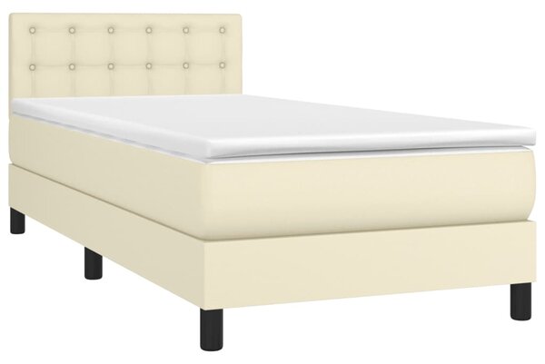 Krevet box spring s madracem LED krem 80x200 cm od umjetne kože - Krema / 80 x 200 cm