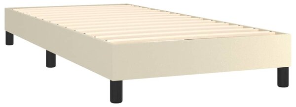 Krevet box spring s madracem LED krem 100x200cm od umjetne kože - Krema / 100 x 200 cm