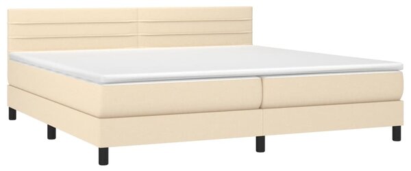 Krevet box spring s madracem LED krem 200x200 cm od tkanine - Krema / 200 x 200 cm