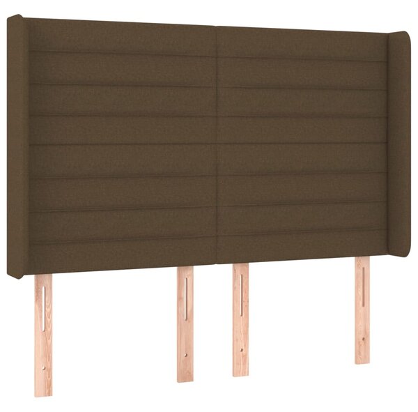 Krevet box spring s madracem LED tamnosmeđi 140x190 cm tkanina - Smeđa / 140 x 190 cm