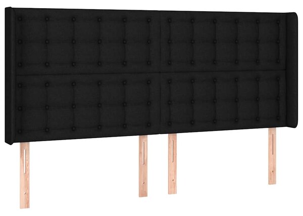 Krevet box spring s madracem LED crni 160x200 cm od tkanine - Crna / 160 x 200 cm