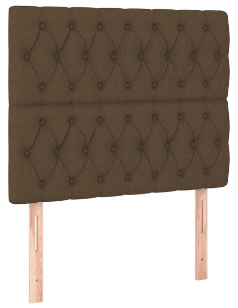 Krevet box spring s madracem LED tamnosmeđi 120x200 cm tkanina - Smeđa / 120 x 200 cm