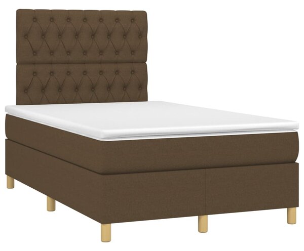 Krevet box spring s madracem LED tamnosmeđi 120x200 cm tkanina - Smeđa / 120 x 200 cm