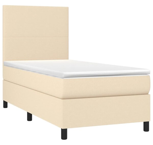 Krevet box spring s madracem LED krem 80 x 200 cm od tkanine - Krema / 80 x 200 cm