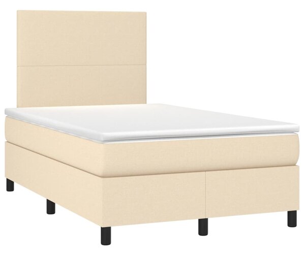 Krevet box spring s madracem LED krem 120 x 200 cm od tkanine - Krema / 120 x 200 cm