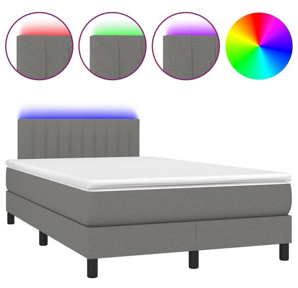 Krevet box spring s madracem LED tamnosivi 120 x 200 cm tkanina - Siva / 120 x 200 cm