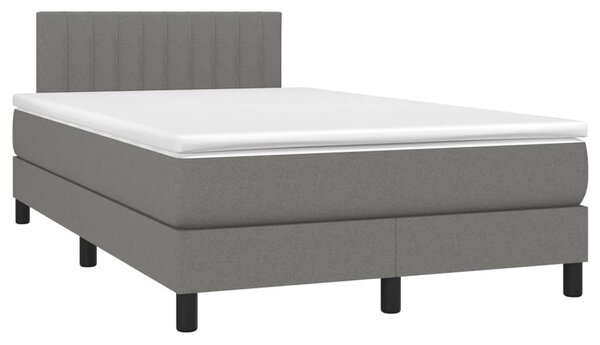 Krevet box spring s madracem LED tamnosivi 120 x 200 cm tkanina - Siva / 120 x 200 cm