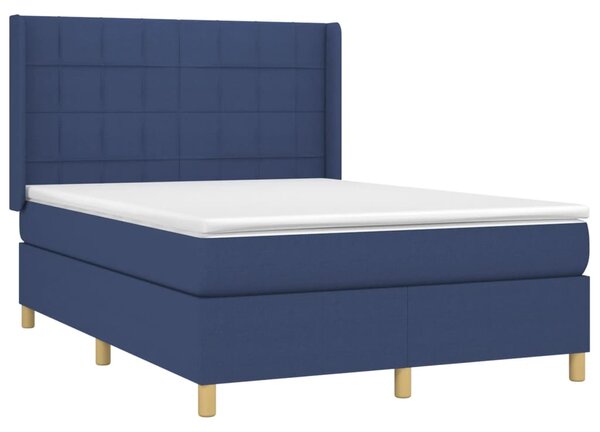 Krevet box spring s madracem LED plavi 140x190 cm od tkanine - Plava / 140 x 190 cm