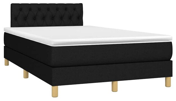 Krevet box spring s madracem LED crni 120 x 200 cm od tkanine - Crna / 120 x 200 cm