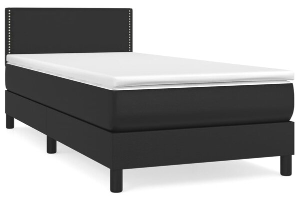 Krevet s oprugama i madracem crni 80 x 200 cm od umjetne kože - Crna / 80 x 200 cm