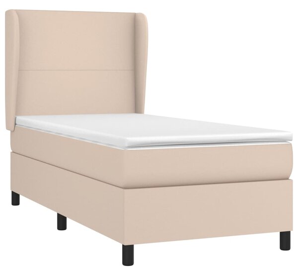 Krevet s oprugama i madrac cappuccino 90x200 cm od umjetne kože - Smeđa / 90 x 200 cm
