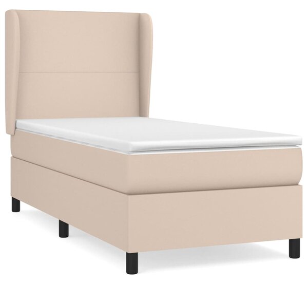 Krevet s oprugama i madrac cappuccino 90x200 cm od umjetne kože - Smeđa / 90 x 200 cm