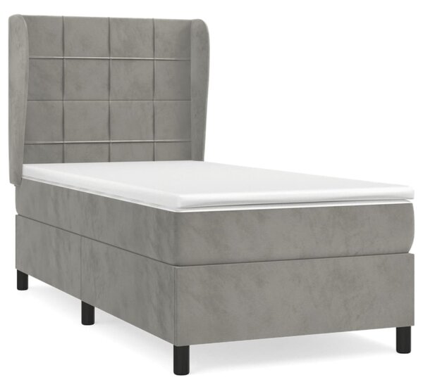 Box spring krevet s madracem svjetlosivi 100x200 cm baršunasti - Siva / 100 x 200 cm