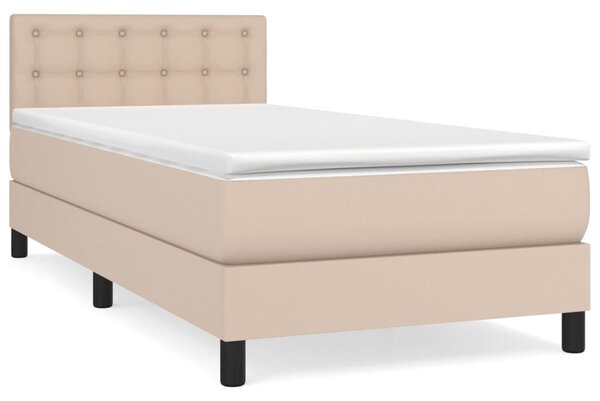 Krevet s oprugama i madrac cappuccino 100x200cm od umjetne kože - Smeđa / 100 x 200 cm