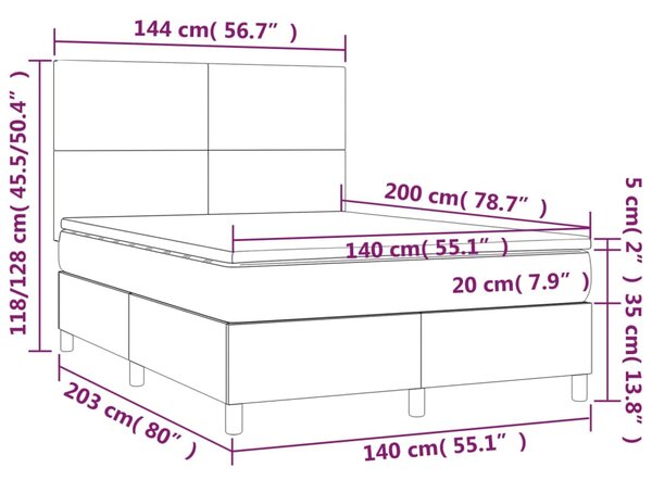 Krevet s oprugama i madracem krem 140x200 cm od umjetne kože - Krema / 140 x 200 cm