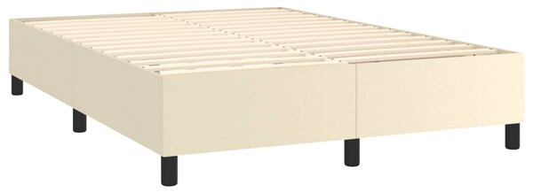 Krevet box spring s madracem LED krem 140x200cm od umjetne kože - Krema / 140 x 200 cm