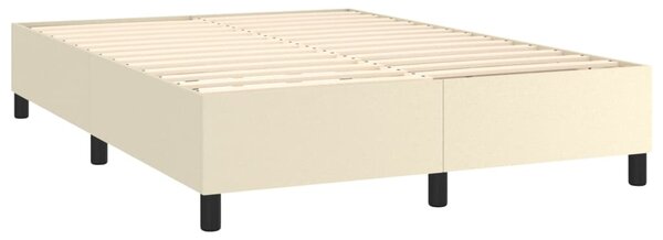 Krevet box spring s madracem LED krem 140x200cm od umjetne kože - Krema / 140 x 200 cm