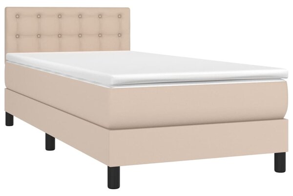 Krevet s oprugama i madrac cappuccino 100x200cm od umjetne kože - Smeđa / 100 x 200 cm