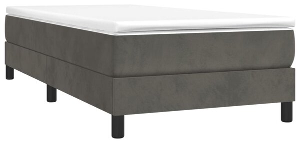 Box spring krevet s madracem tamnosivi 90x200 cm baršunasti - Siva / 90 x 200 cm