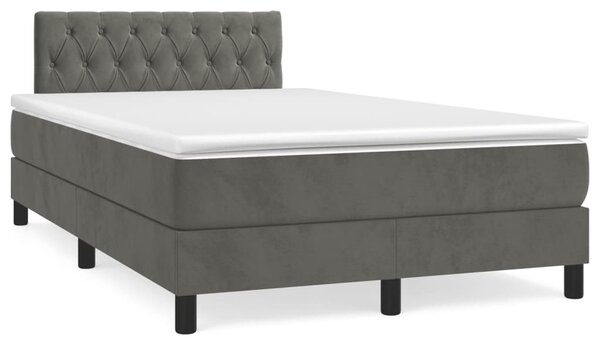 Box spring krevet s madracem tamnosivi 120 x 200 cm baršunasti - Siva / 120 x 200 cm