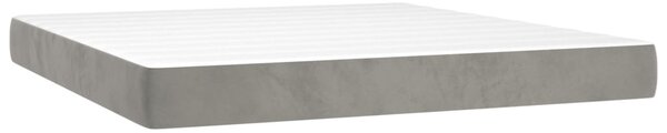Krevet box spring s madracem LED svjetlosivi 180x200 cm baršun - Siva / 180 x 200 cm