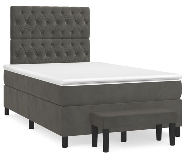 Box spring krevet s madracem tamnosivi 120 x 200 cm baršunasti - Siva / 120 x 200 cm