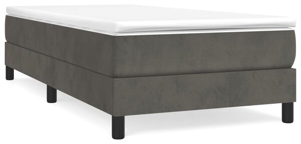 Box spring krevet s madracem tamnosivi 90x200 cm baršunasti - Siva / 90 x 200 cm