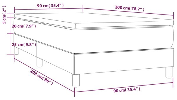 Krevet s oprugama i madrac cappuccino 90x200 cm od umjetne kože - Smeđa / 90 x 200 cm