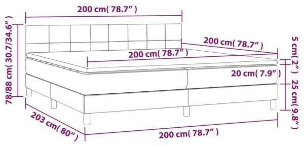Krevet s oprugama i madracem tamnosivi 200x200 cm baršunasti - Siva / 200 x 200 cm