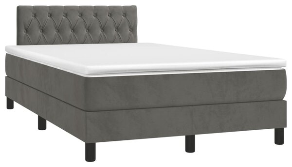 Box spring krevet s madracem tamnosivi 120 x 200 cm baršunasti - Siva / 120 x 200 cm
