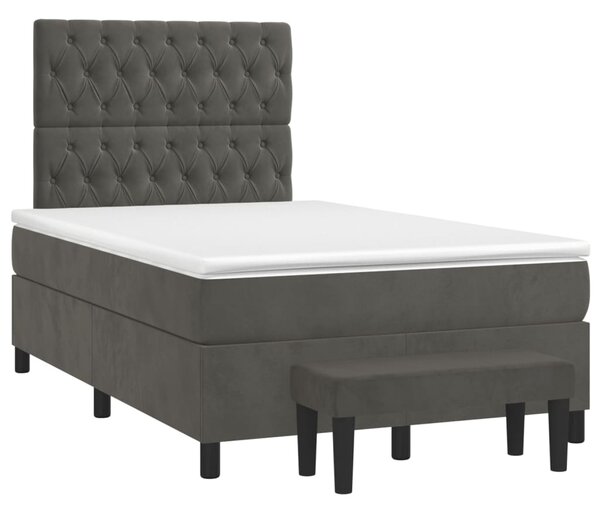 Box spring krevet s madracem tamnosivi 120 x 200 cm baršunasti - Siva / 120 x 200 cm