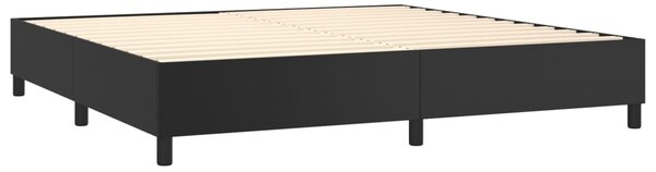 Krevet box spring s madracem LED crni 200x200cm od umjetne kože - Crna / 200 x 200 cm