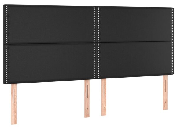 Krevet box spring s madracem LED crni 200x200cm od umjetne kože - Crna / 200 x 200 cm