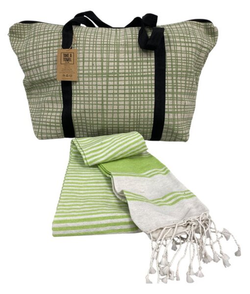 Stilski set torbe + ručnika za plažu HAMAM 75x150 cm, zeleni