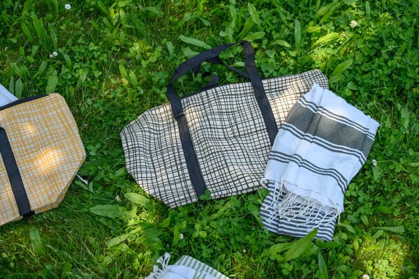 Stilski set torbe + ručnika za plažu HAMAM 75x150 cm, oker žuta