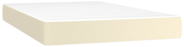 Krevet box spring s madracem LED krem 120x200cm od umjetne kože - Krema / 120 x 200 cm