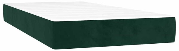 Krevet box spring s madracem LED tamnozeleni 200x200 cm baršun - Zelena / 200 x 200 cm