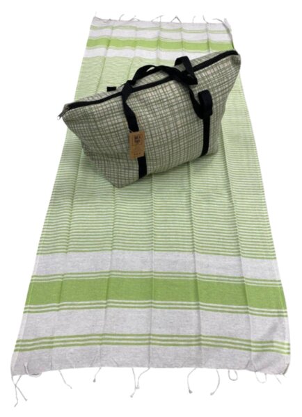 Stilski set torbe + ručnika za plažu HAMAM 75x150 cm, zeleni