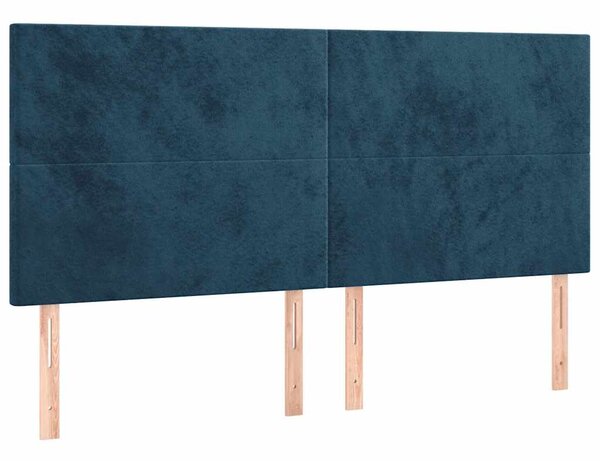 Krevet s oprugama i madracem tamnoplavi 200x200 cm baršunasti - Plava / 200 x 200 cm