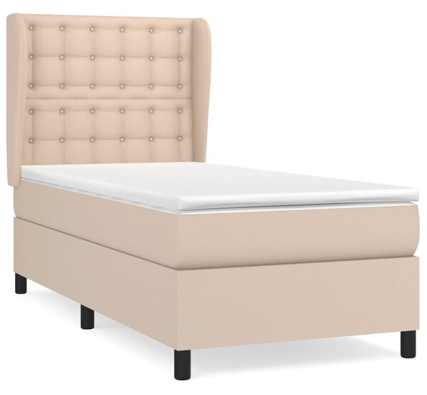 Krevet s oprugama i madrac cappuccino 80x200 cm od umjetne kože - Smeđa / 80 x 200 cm